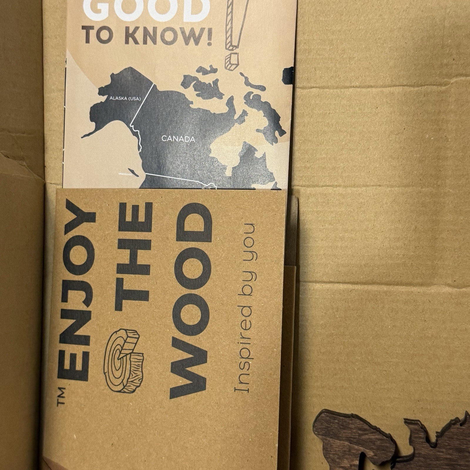 ENJOY THE WOOD 3D Wood World Map Wall Art Made In Ukraine Dark Walnut Med 39×24