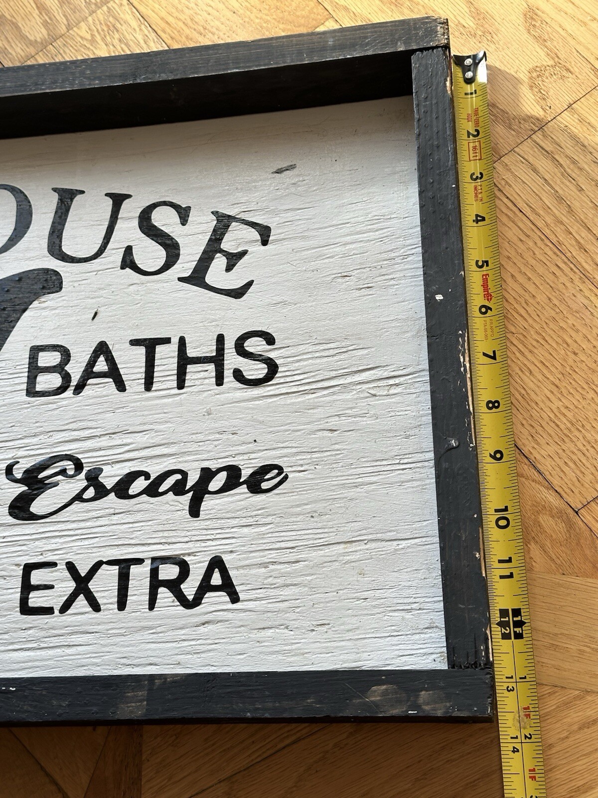 Bath House Sign Country Rustic Homemade Wooden Shelf Sitter Or Tray 24”x13.5”x2”