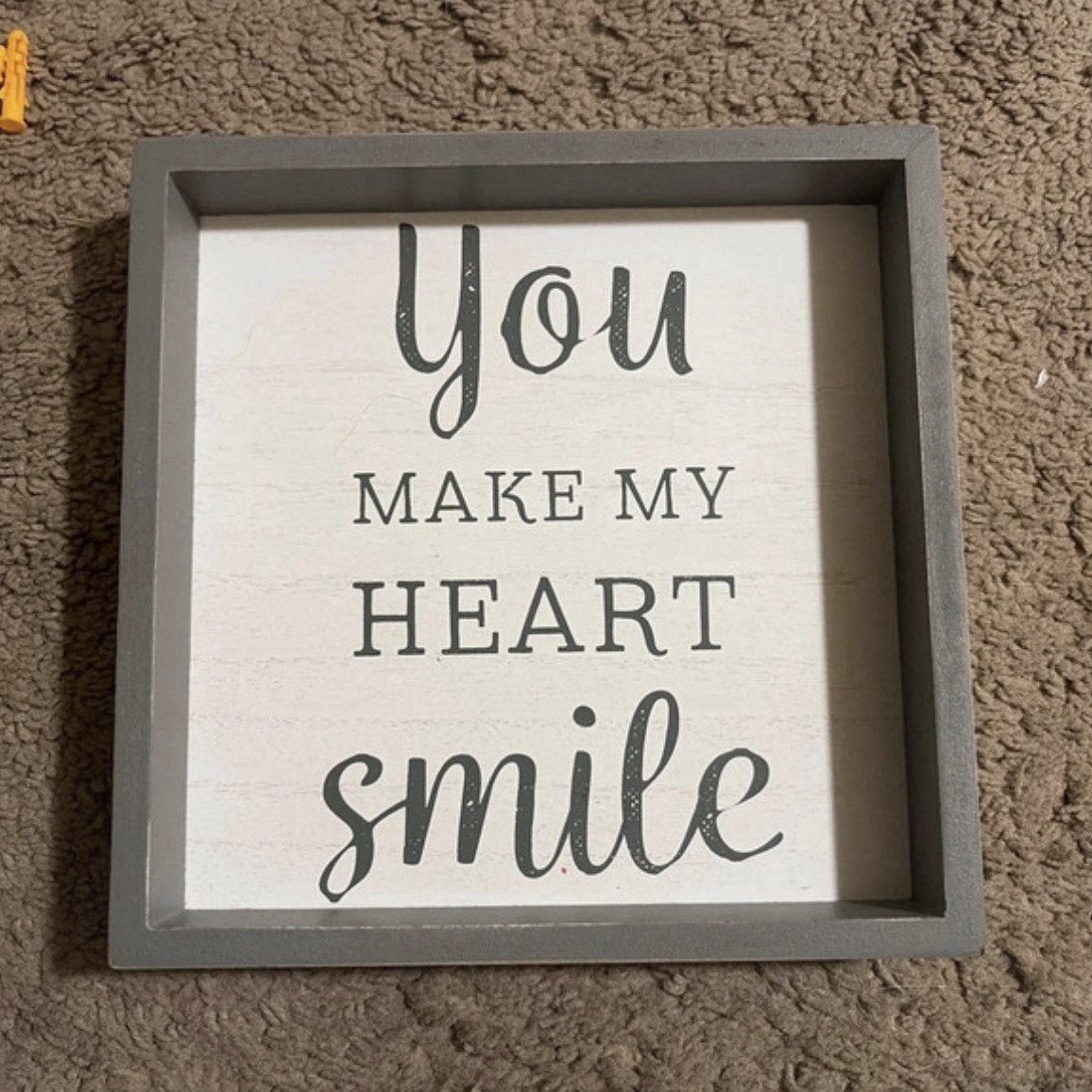 “You Make My Heart Smile” Wood Wall Plaque Framed Gray Farmhouse Hanging