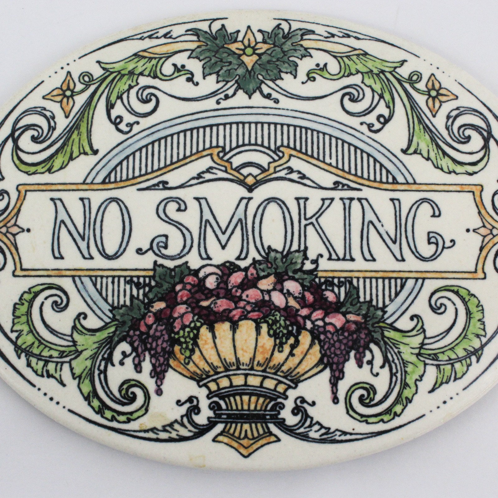Unbranded Hanging/Standing Floral Ceramic Oval “No Smoking” Plaque Home Decor