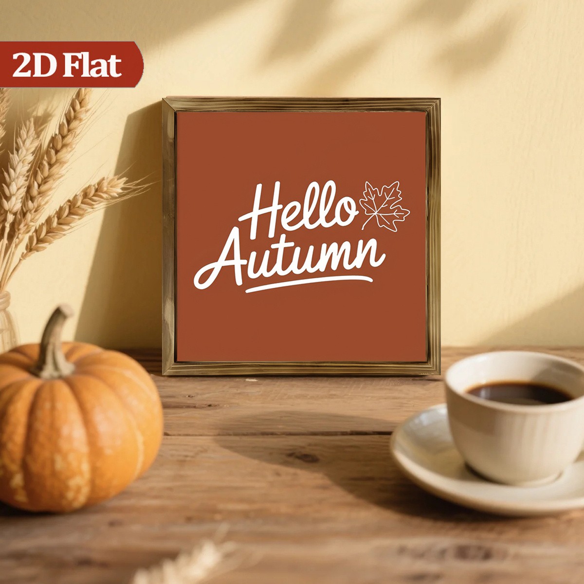 “Hello Autumn” Wooden Sign Fall Farmhouse Wall Decor for Living Room Cafe Gift