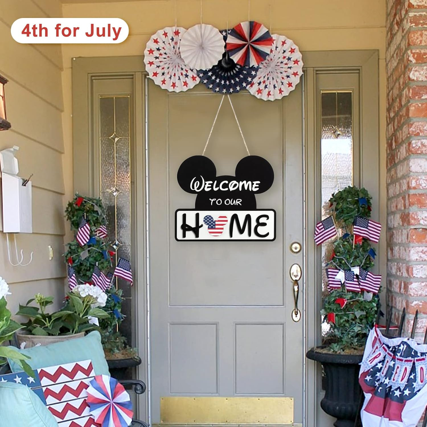 Cute Mouse Interchangeable Seasonal Welcome Door Sign for Front Door Decor, Inte