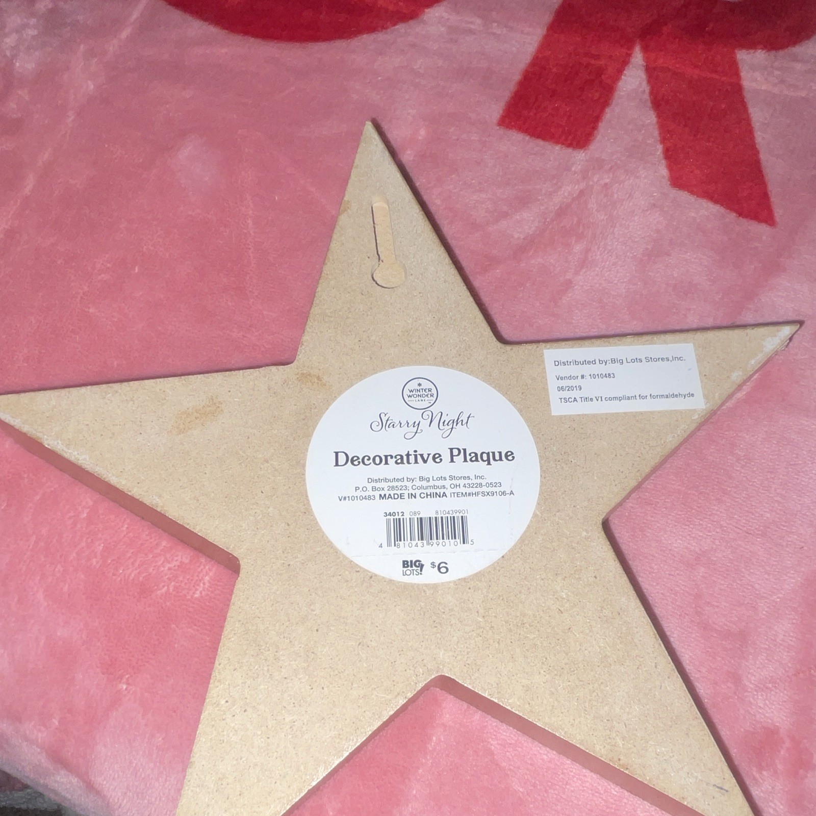 Big Lots Starry Night Star Peace Plaque Blue/Gold Polka Dot 6in Hanging