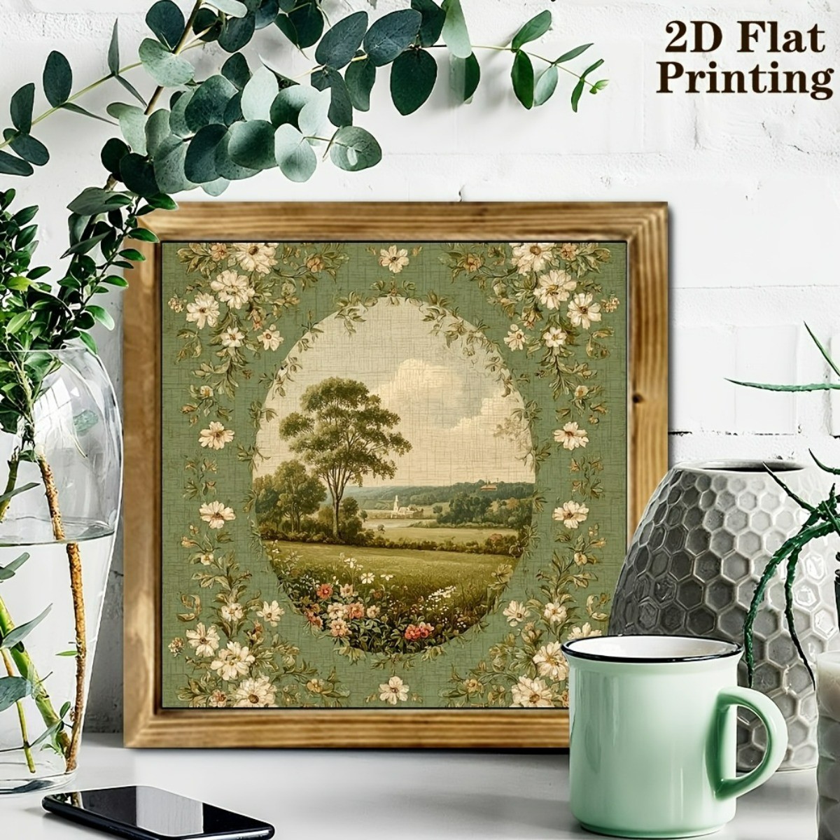 Rustic Landscape Wooden Sign French Postal Floral Decor for Bedroom Living Room