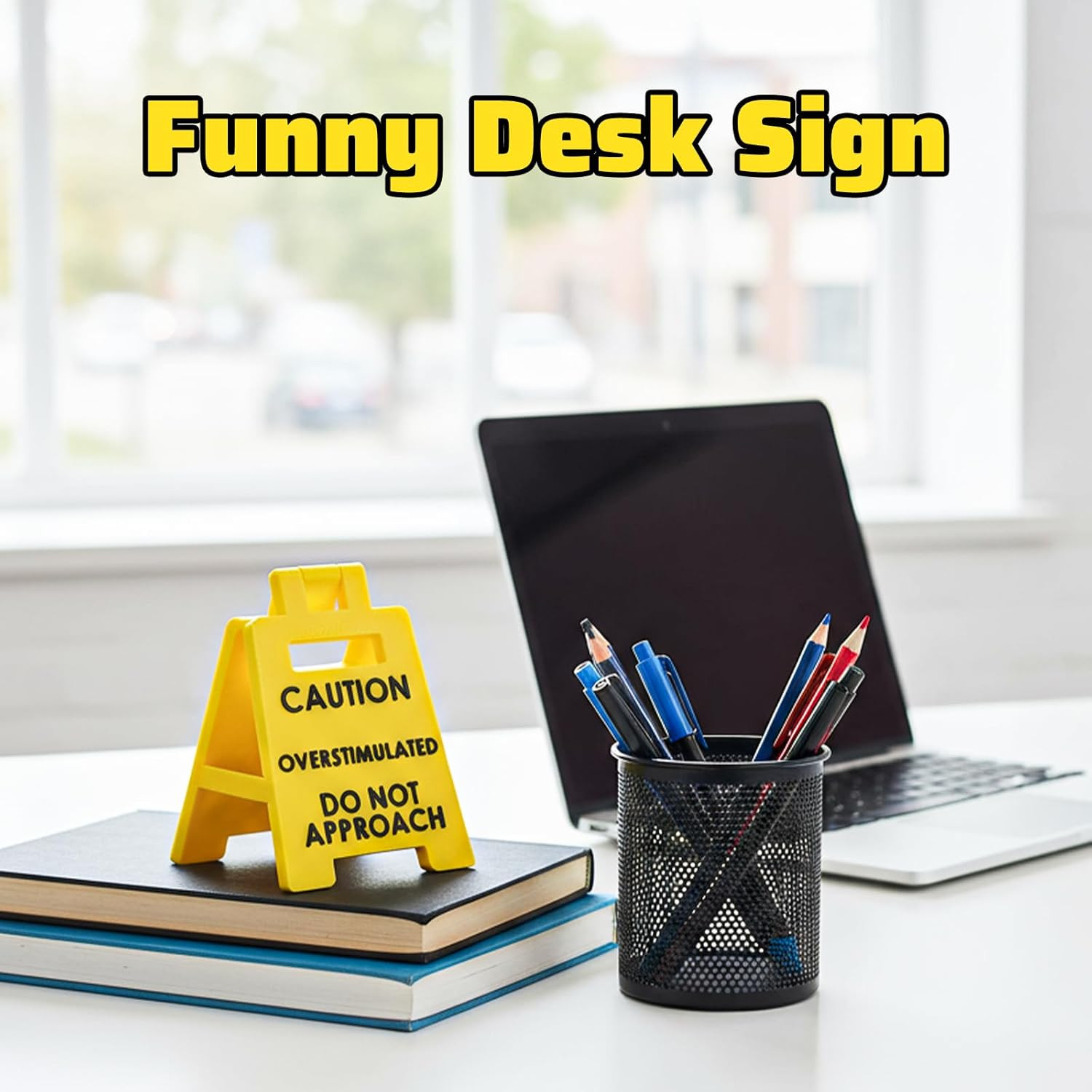 Caution Overstimulated Desk Sign,2Pcs Do Not Approach Office Decor Funny Office