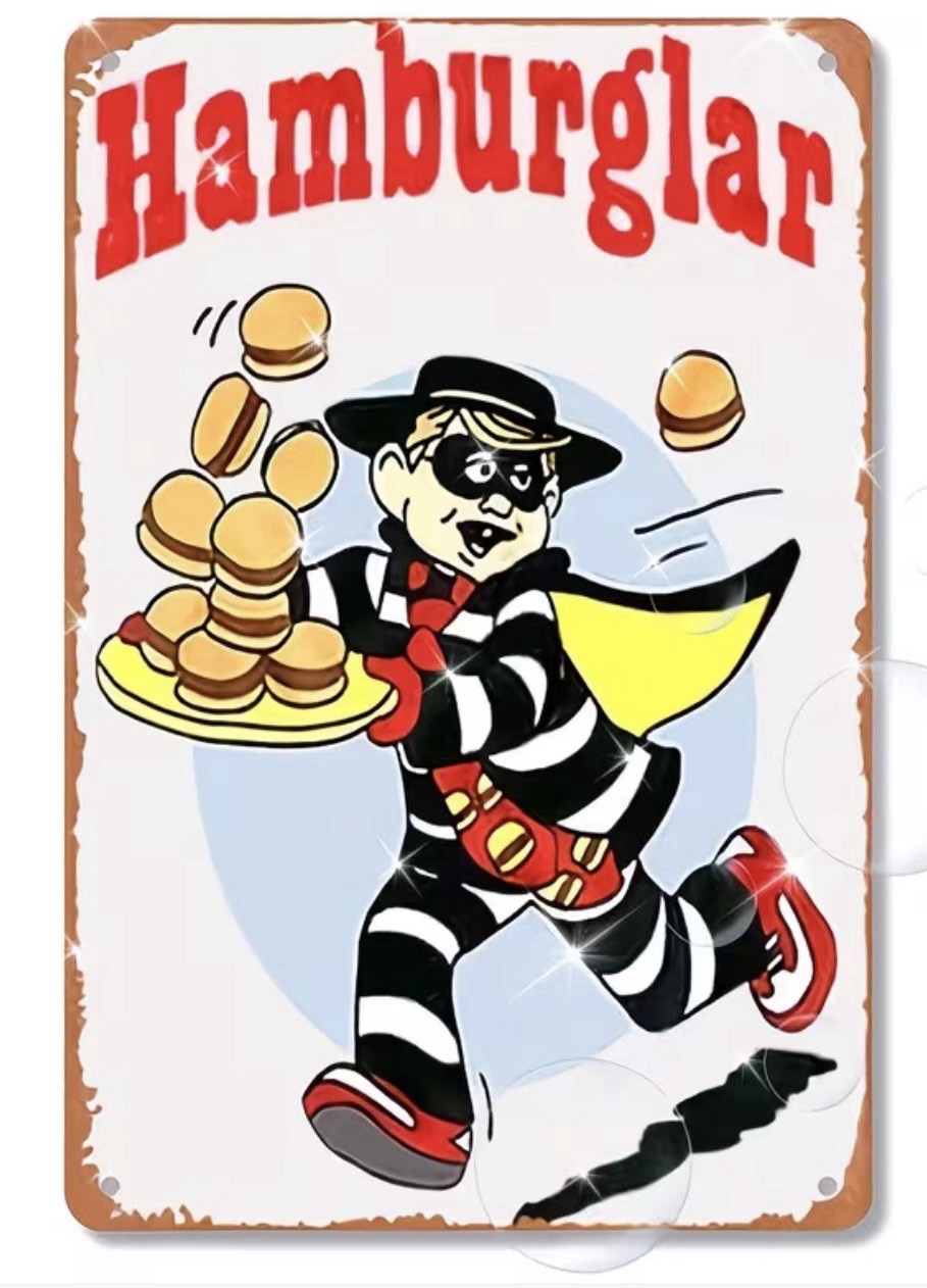 New McDonald’s Hamburglar 8 x 12 Vintage Metal Sign Advertising Retro Decor