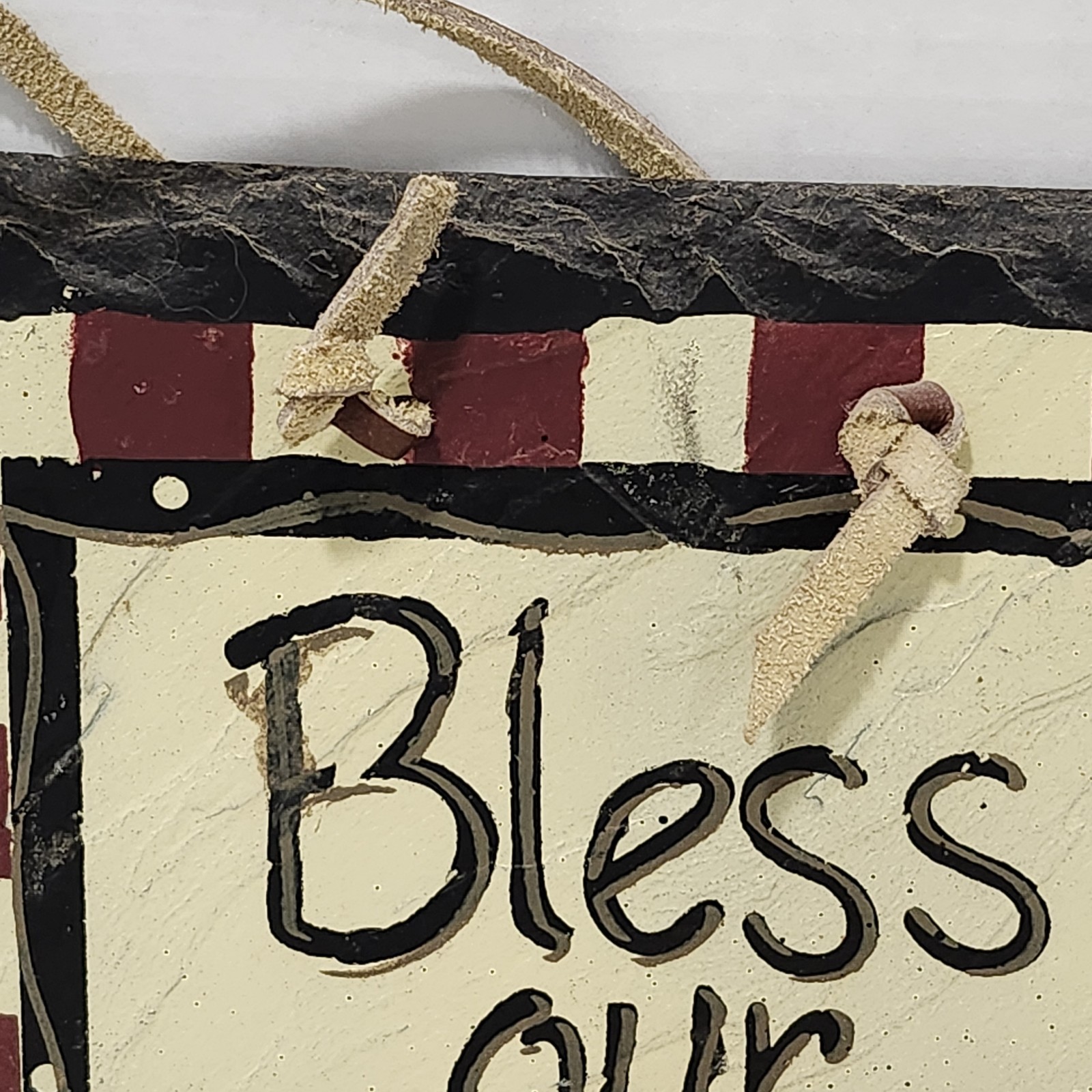 Hand-Painted Slate Sign – Bless Our Home 8×12 Rustic Country Wall Decor