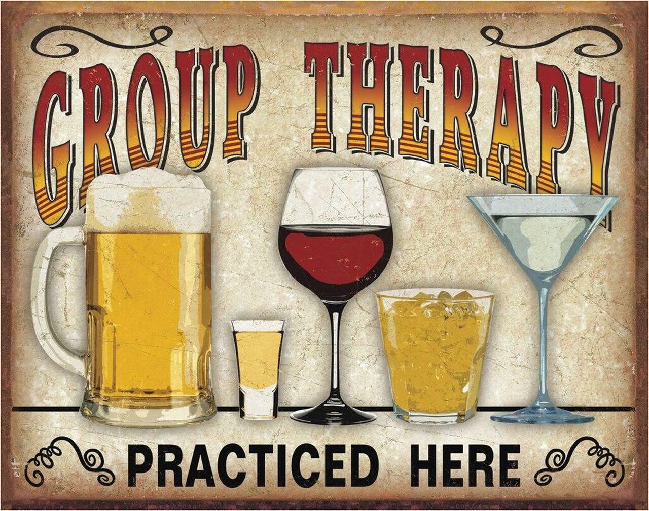 New Group Therapy Practiced Here Decorative Metal Tin Sign Made in the USA