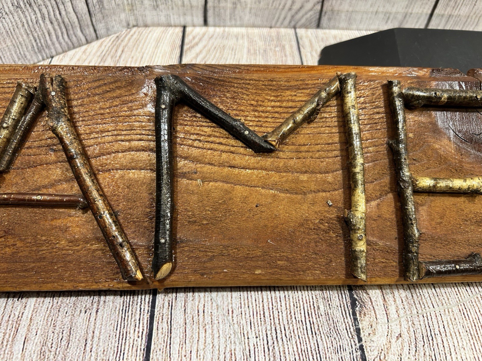 Rustic AMERICA Twig Letter Folk Art Reclaimed Wood Cabin Wall Sign Handmade