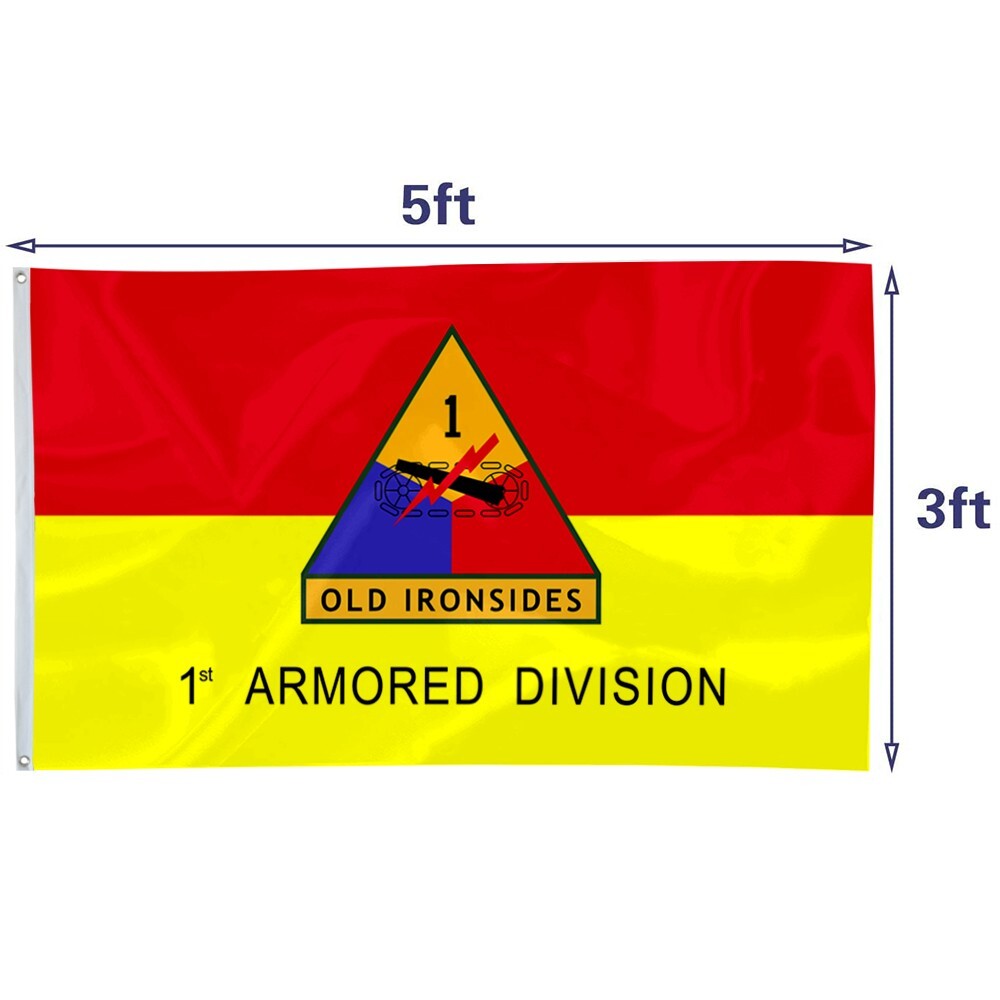 Army 1st Old Ironsides Armored Division Flag Banner 3×5 Feet Home Garden Decor