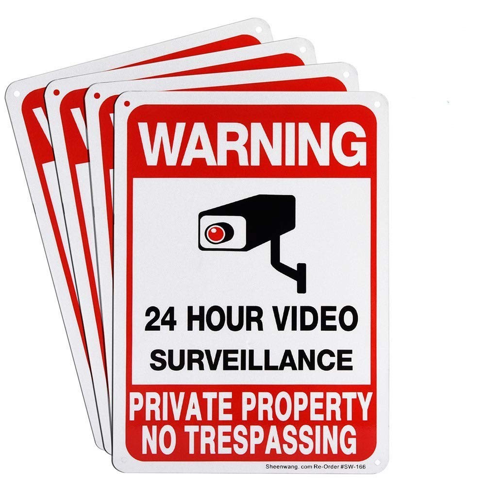 4 Pack of Reflective No Trespassing Signs, 10×7 Aluminum for Ultimate Security