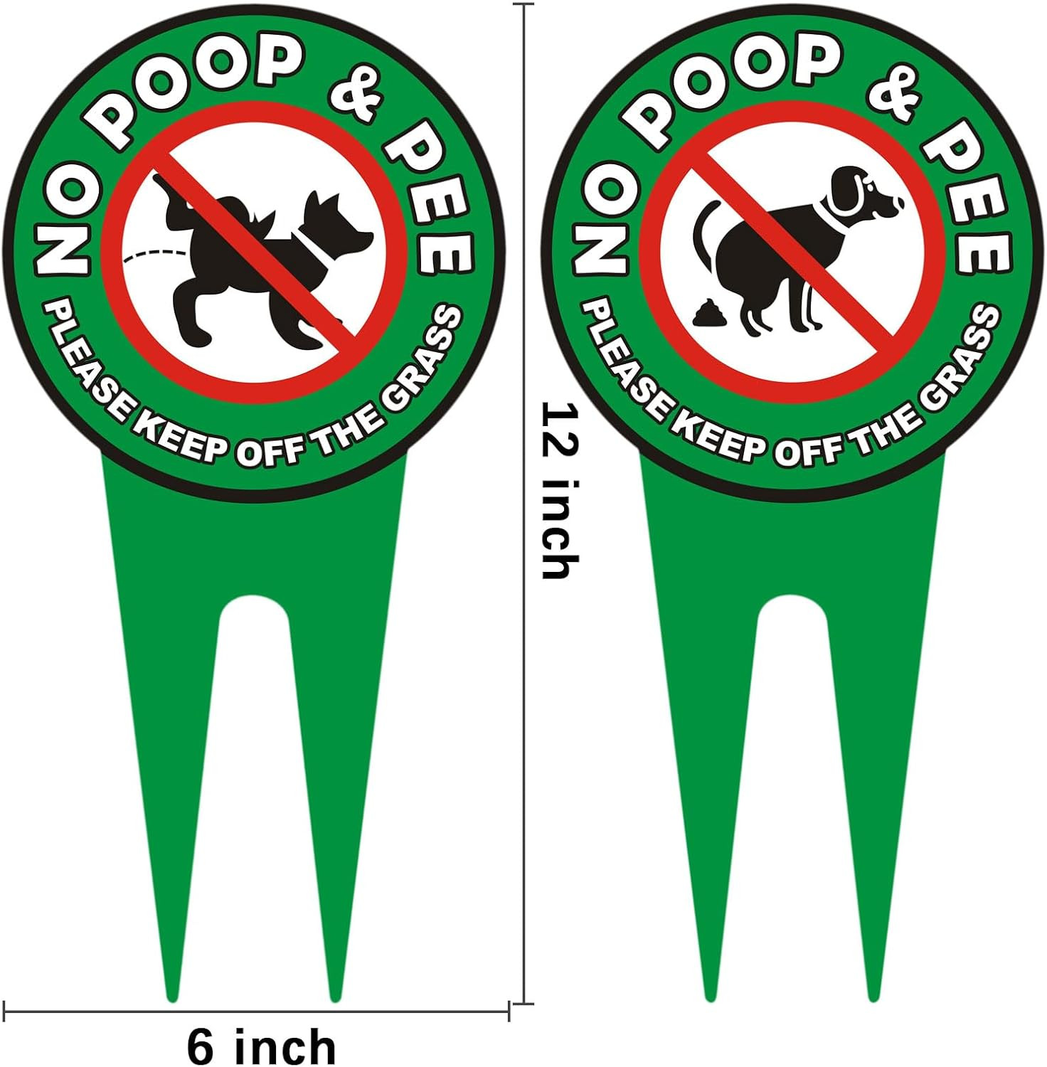2 PCS No Dog Poop Signs for Yard, 12 X 6 Inch Double Sided PLEASE KEEP off