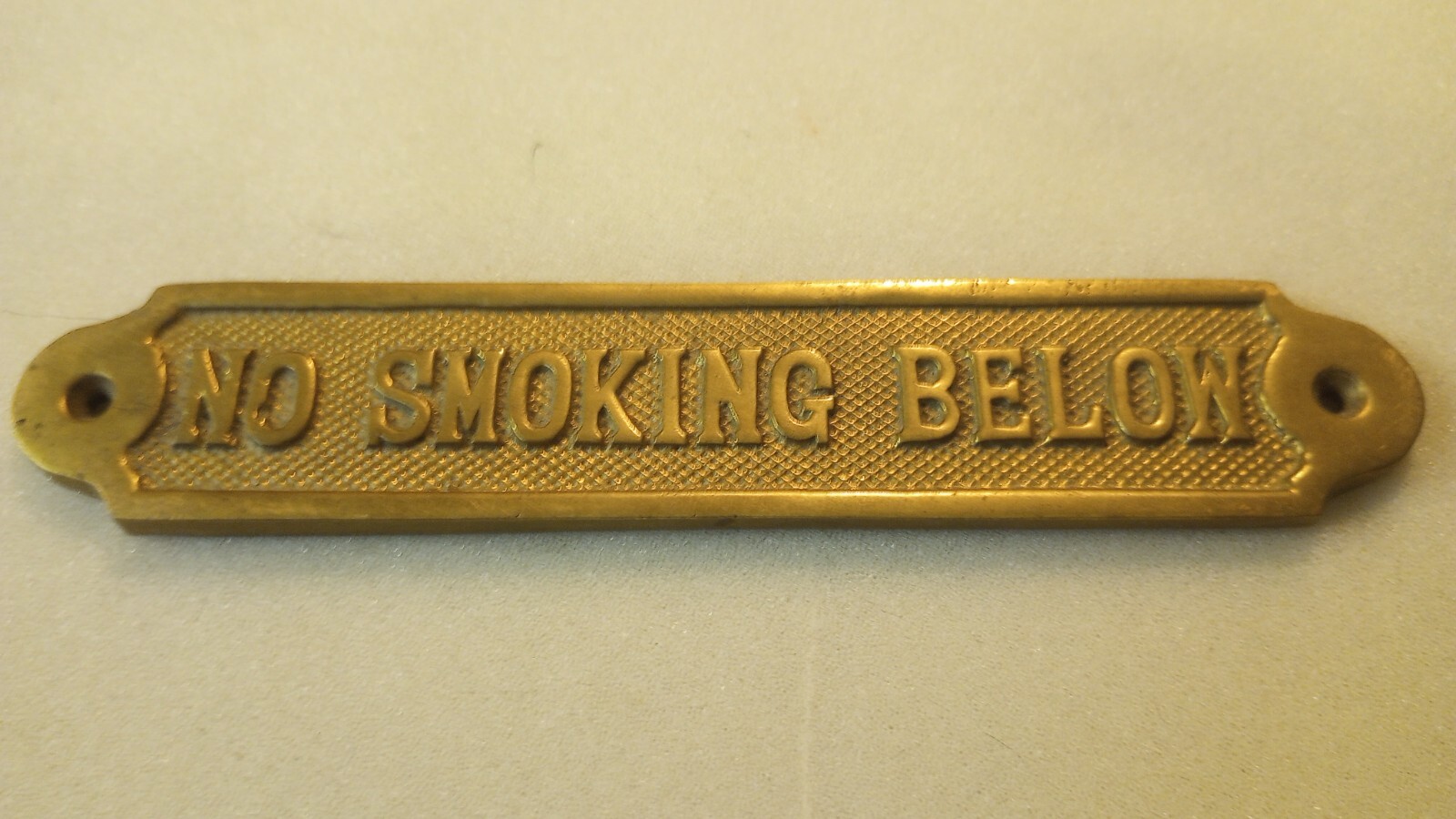 Vintage Brass “No Smoking Below” Plaque/Sign – See full description