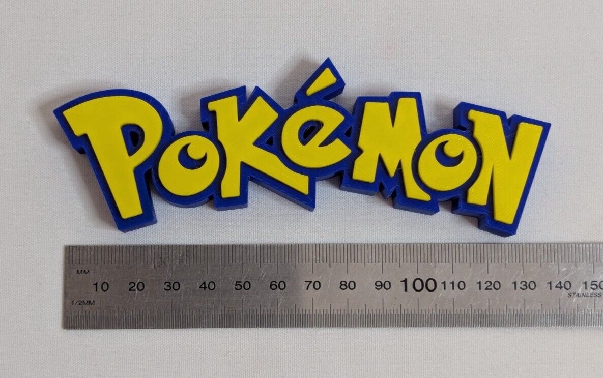 Pokemon SMALL DARK BLUE/YELLOW Logo Plaque Display