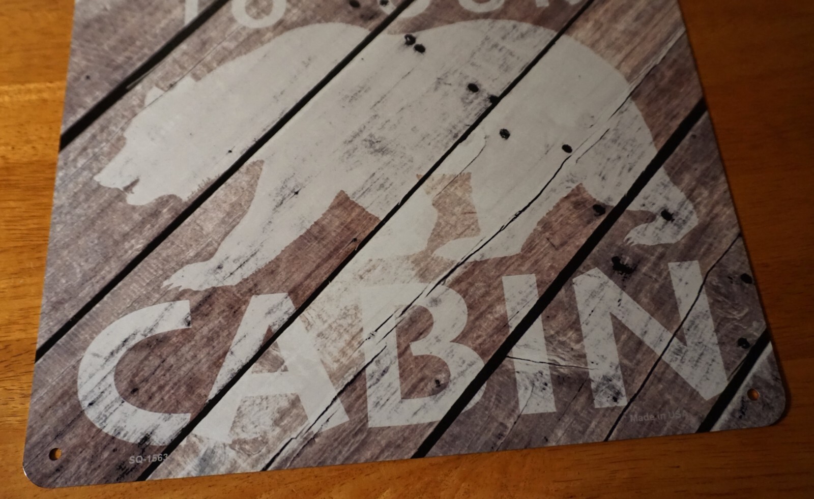 WELCOME TO OUR CABIN Wood Grain Bear Rustic Lodge Camping Home Decor Sign NEW