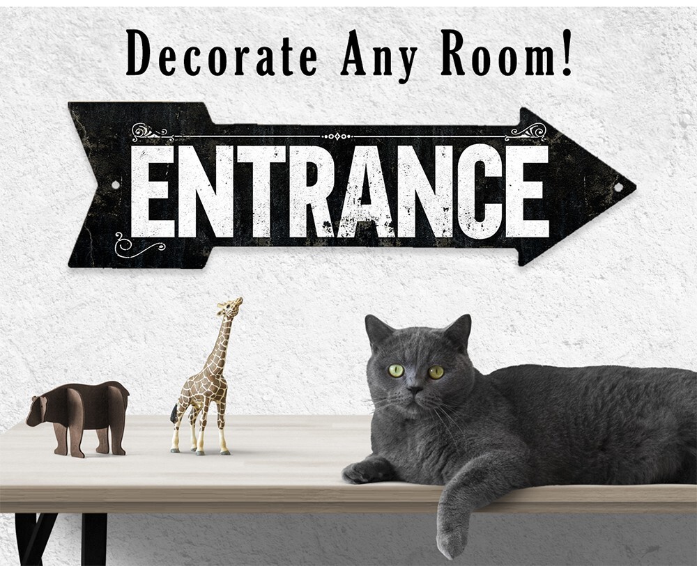 Metal Sign – Vintage Entrance Metal Arrow – Directional Arrow Sign – Durable
