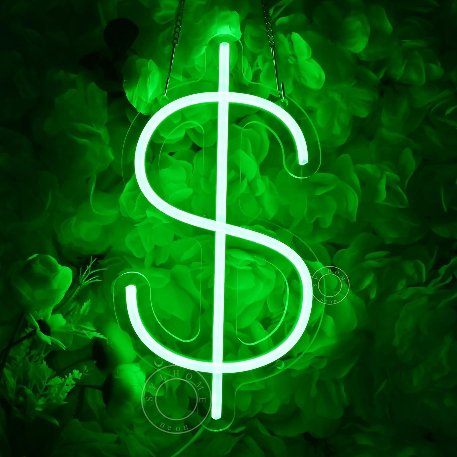 LED Dollar Sign Neon Light – Money Wall Decor for Home, Game Room, Bar, Office –
