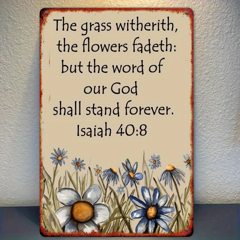 Christian Vintage Metal Sign Isaiah 40:8 Bible Verse Wall Art Inspiration Decor
