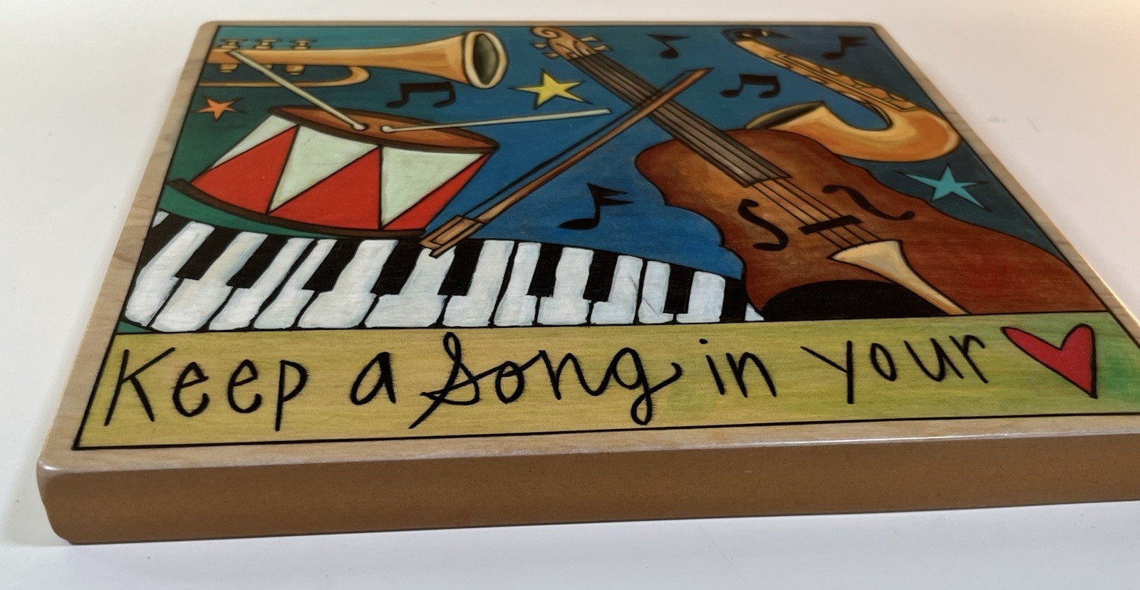 Sincerely Sticks Keep A Song In Your Heart 9″x9″ Wood Wall Hanging Plaque