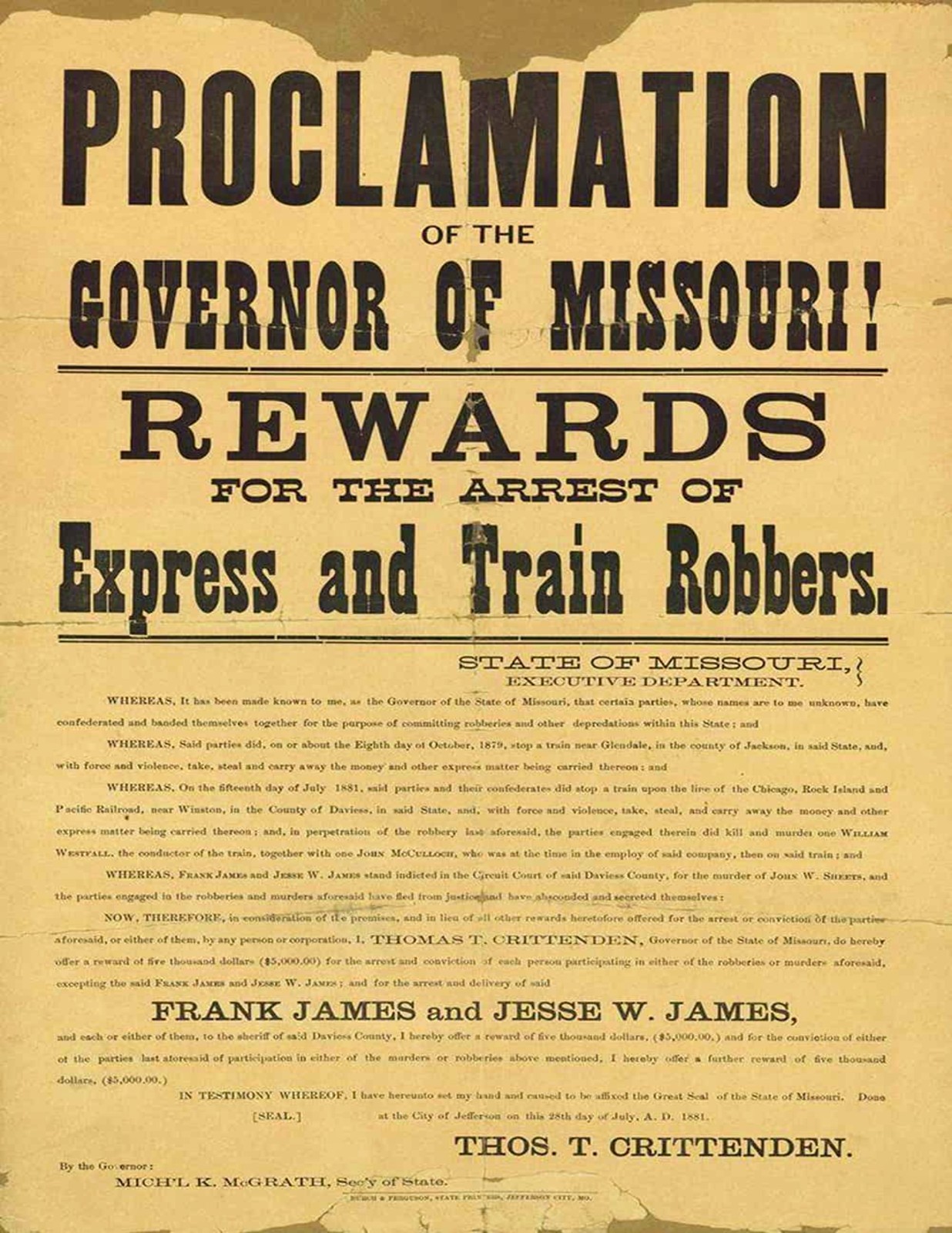 Wanted Poster Jesse James & Frank James 8.5 x 11 Collectable Digital Print
