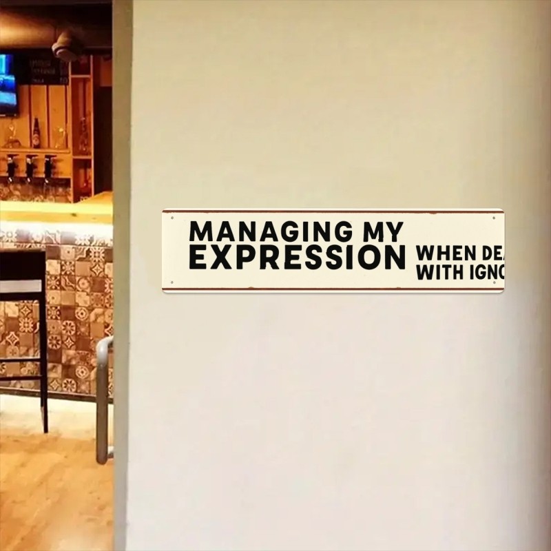 Simple Rectangular Metal Plate Funny Work Saying Basement Wall Adornment