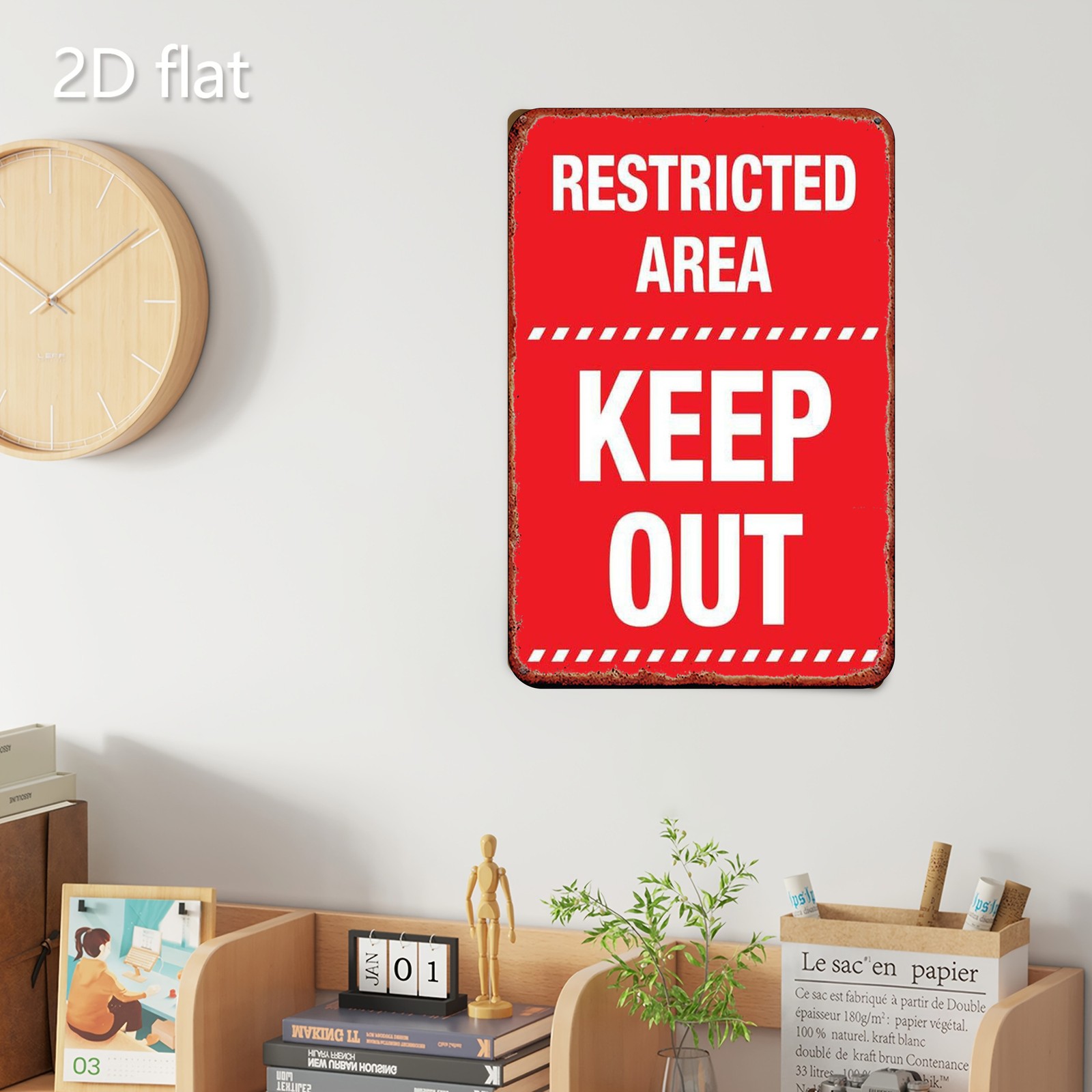 20.32×30.48 cm Red Metal Sign “Restricted Area Keep Out”
