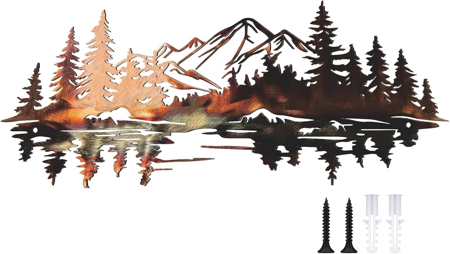 Mountain Reflection Natural Metal Landscape Wall Art Decor 6.3×13.8 Inch Home