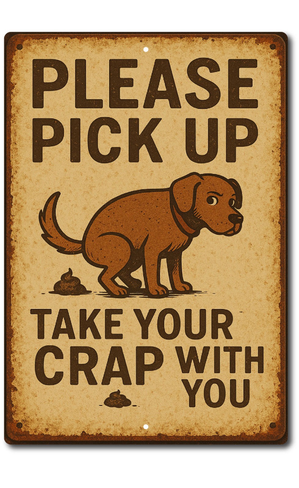 Vintage Funny Dog Poop Yard Sign Pick Up After Dog, Take Your Crap With You 8×12