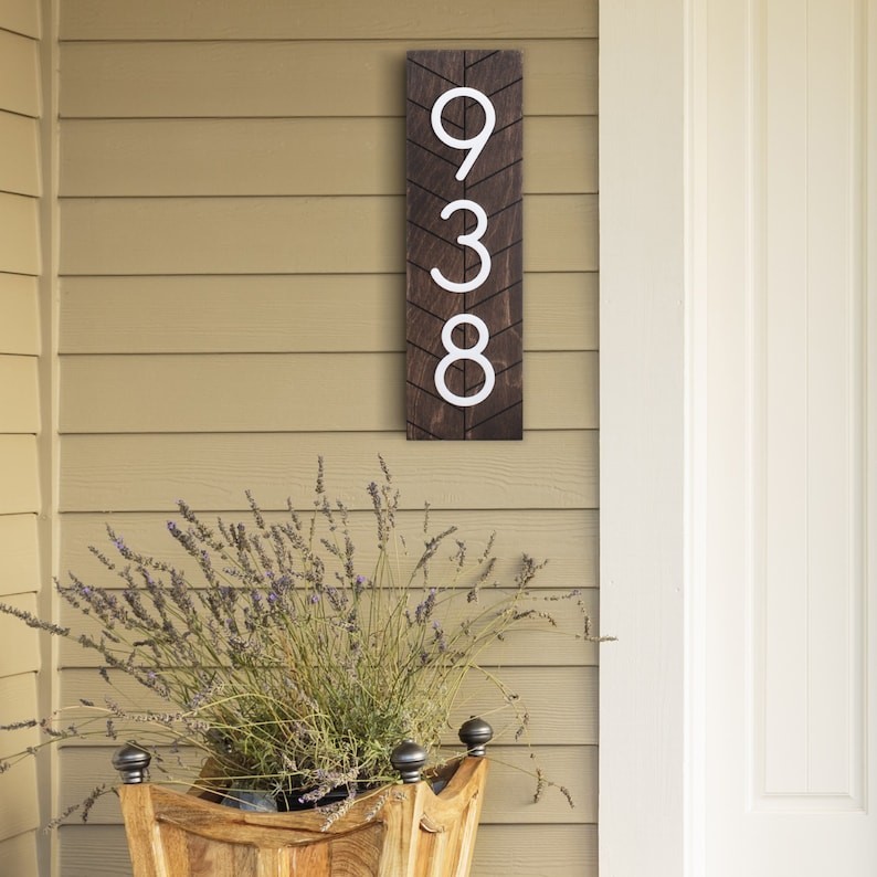 Vertical Address Sign, Modern Address Plaque, Large House Numbers