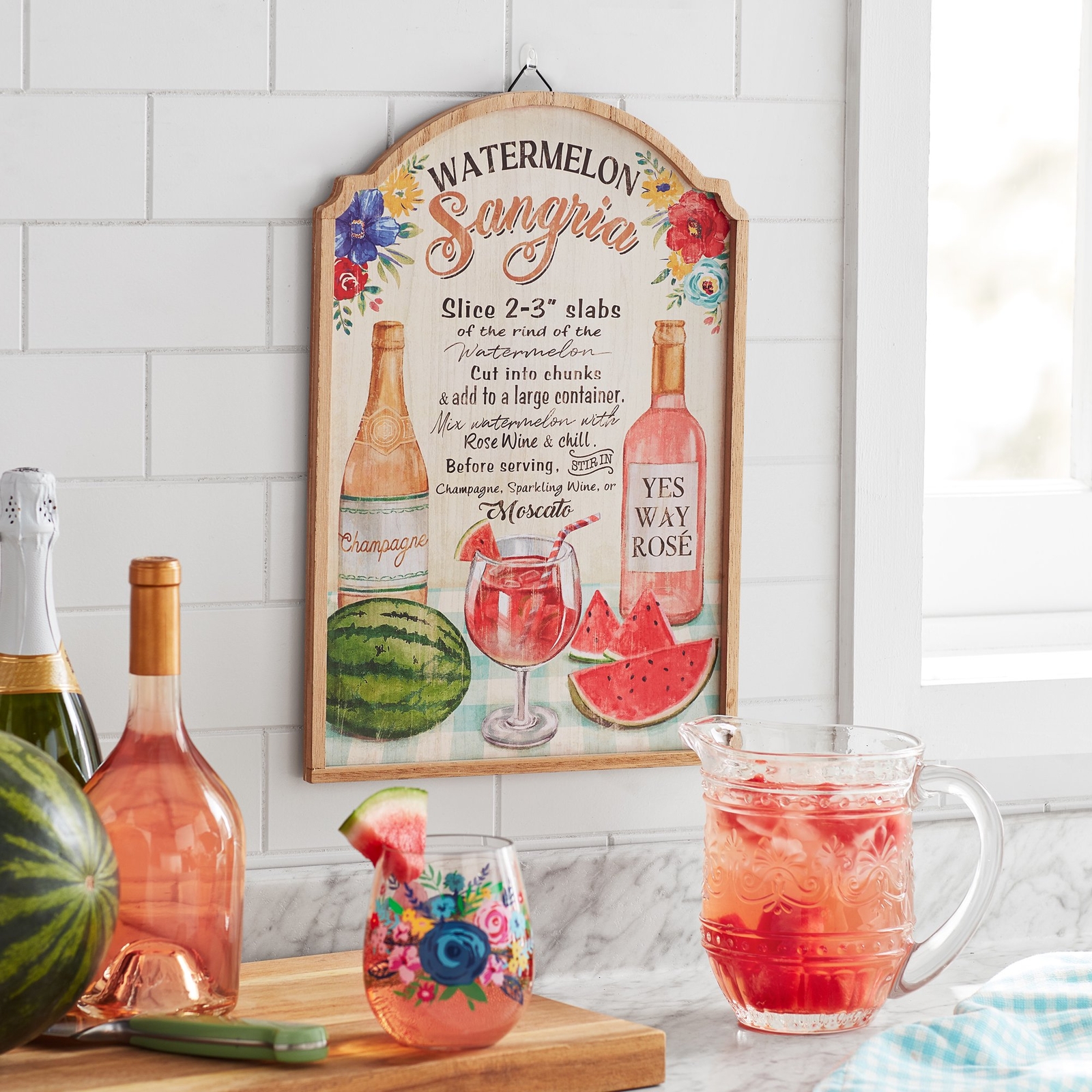 NEW – The Pioneer Woman Summer Watermelon Sangria Decorative Wall Sign 16.5″x11″