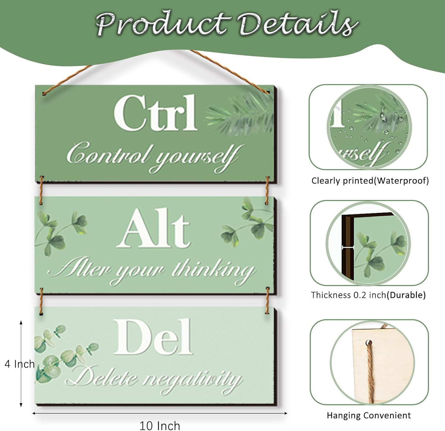 3Pcs Office Wall Decor Green Leaves Office Decoration Rustic Farmhouse Office De