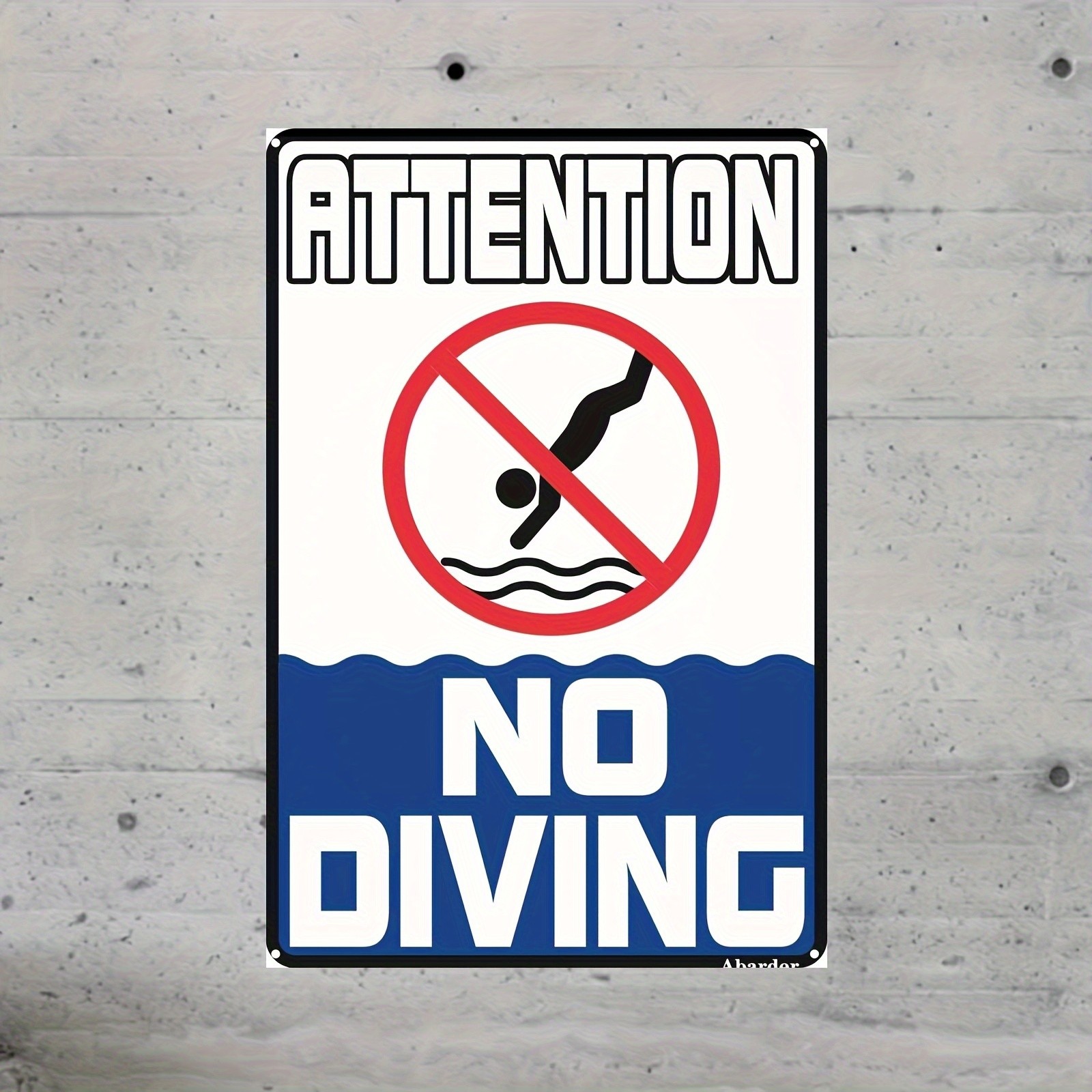 Retro Pool Safety Sign 30.48×20.32 cm White/Green/Yellow/Black Iron