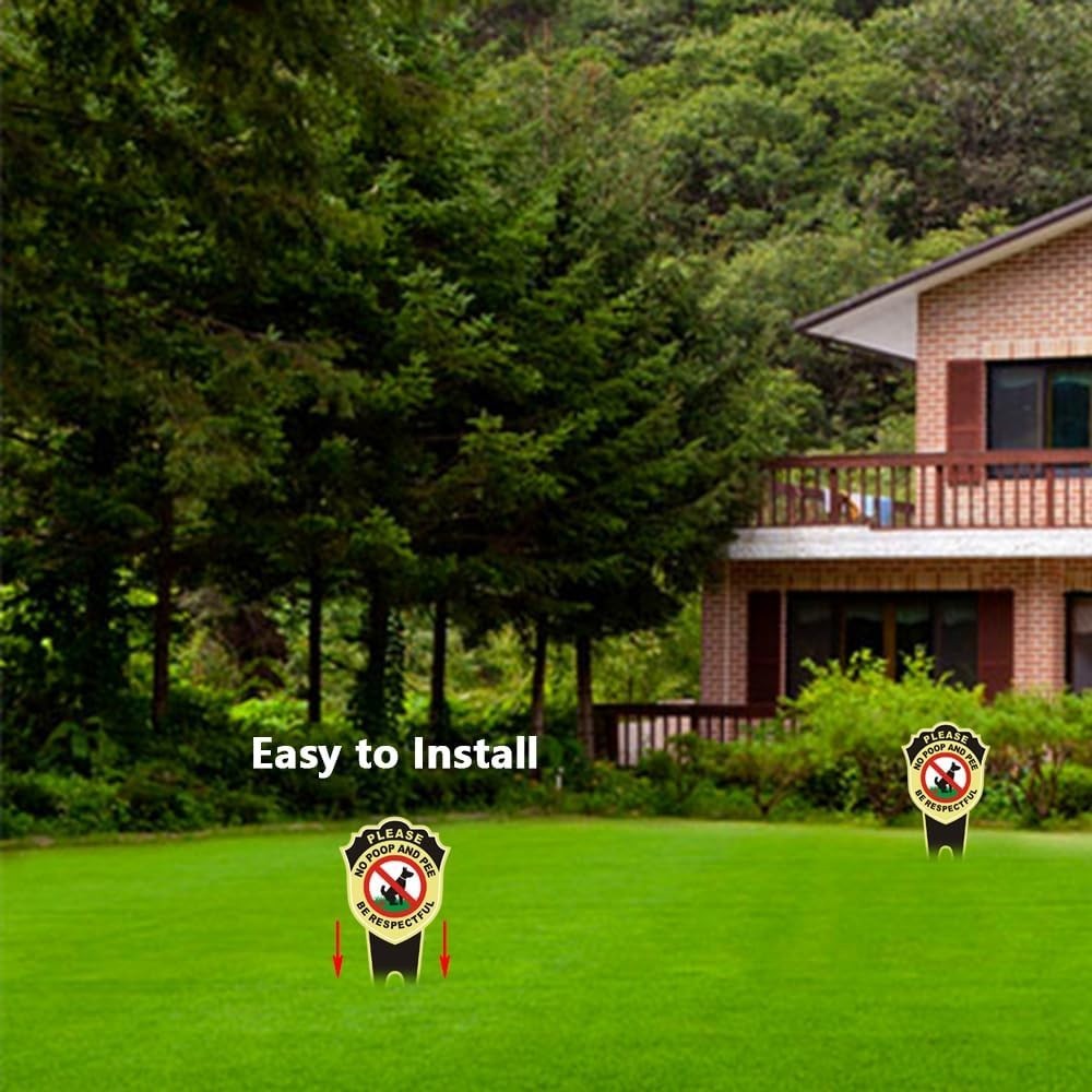 2 Pack 12″ X 6″ Double Sided No Poop Signs with Stake for Yard Please Be Respect