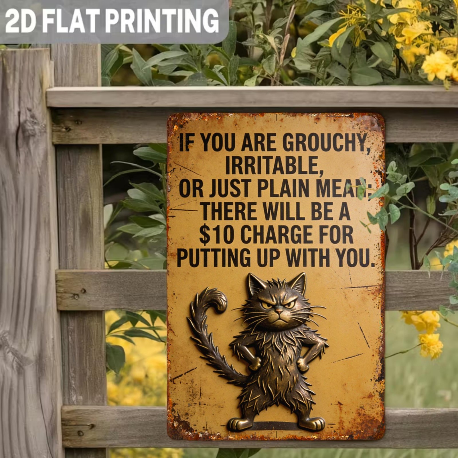 Funny Cat Metal Tin Sign If You Are Grouchy 10 Charge Office Sign Sarcastic Gift