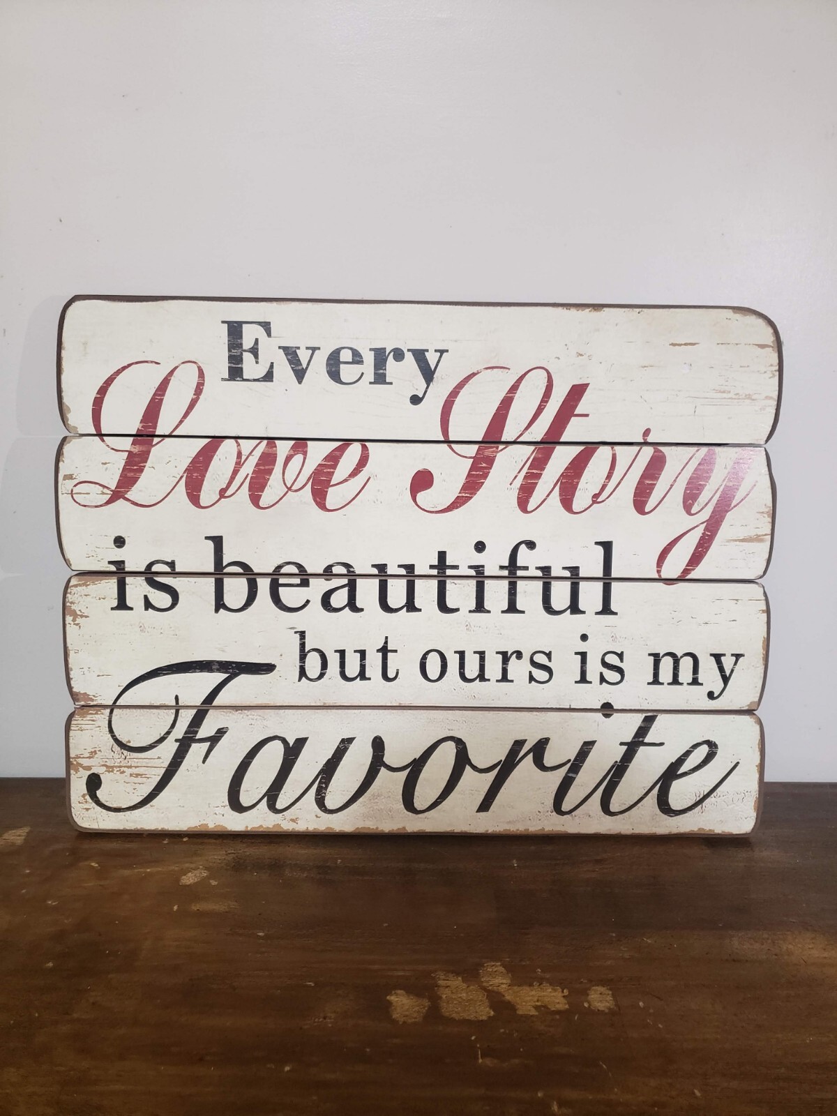 Farmhouse Wall Sign/Art Decor, Beige With Black And Red Lettering