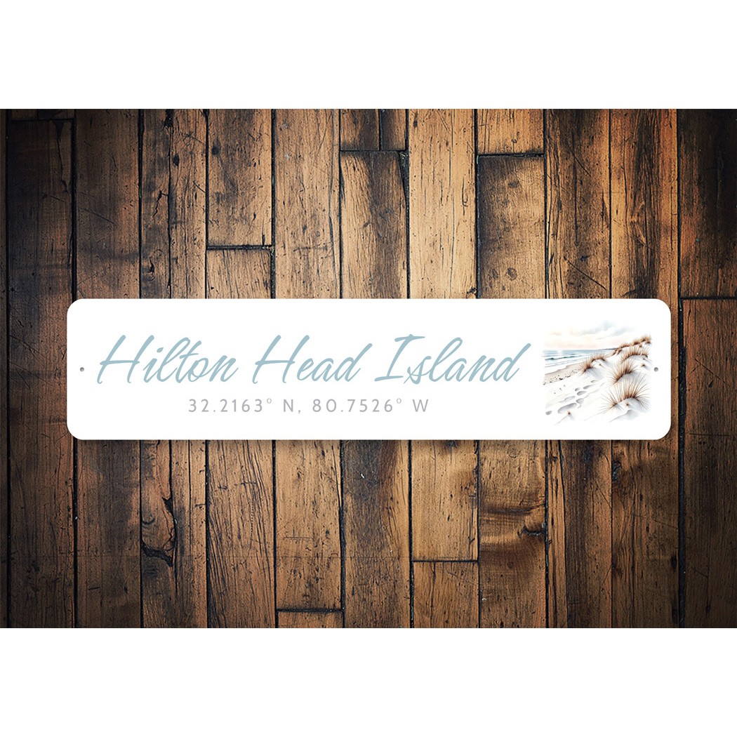 Aluminum Beach Signs Hilton Head Island Coordinates Sign Novelty Metal Signage