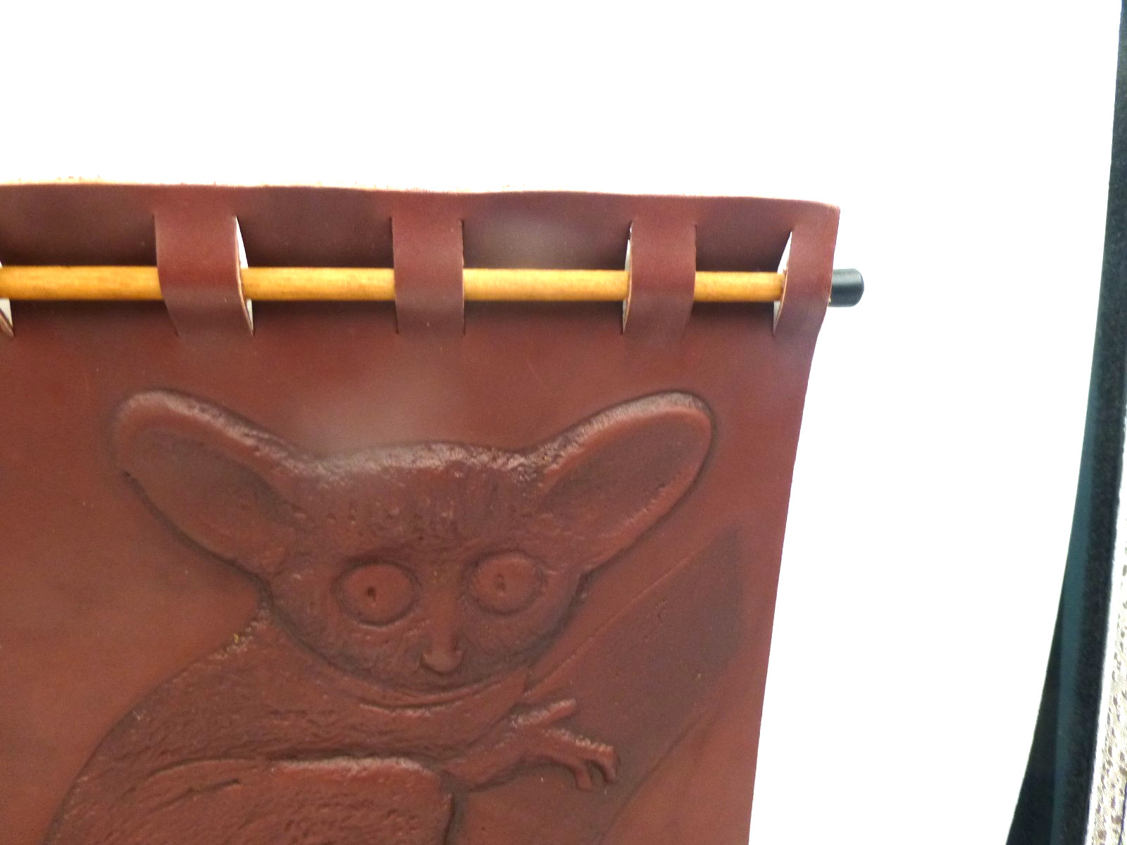 Gray Mouse Lemur Embossed Leather Wall Hanging, 13 X 10, Ready to Hang