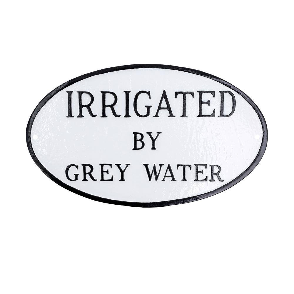 6 In. X 10 In. Small Oval Irrigated by Grey Water Statement Plaque Sign – White/