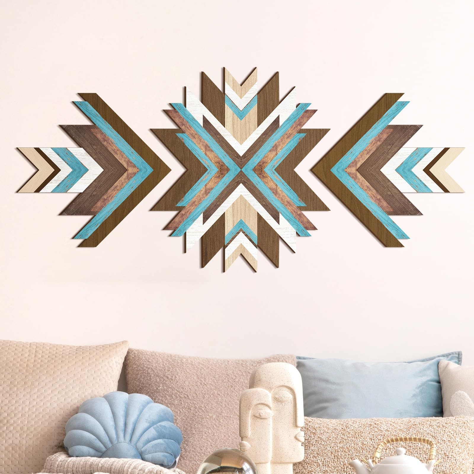 3 Pcs Wooden Western Aztec Wall Decor Southwestern Native American Decor Boho…