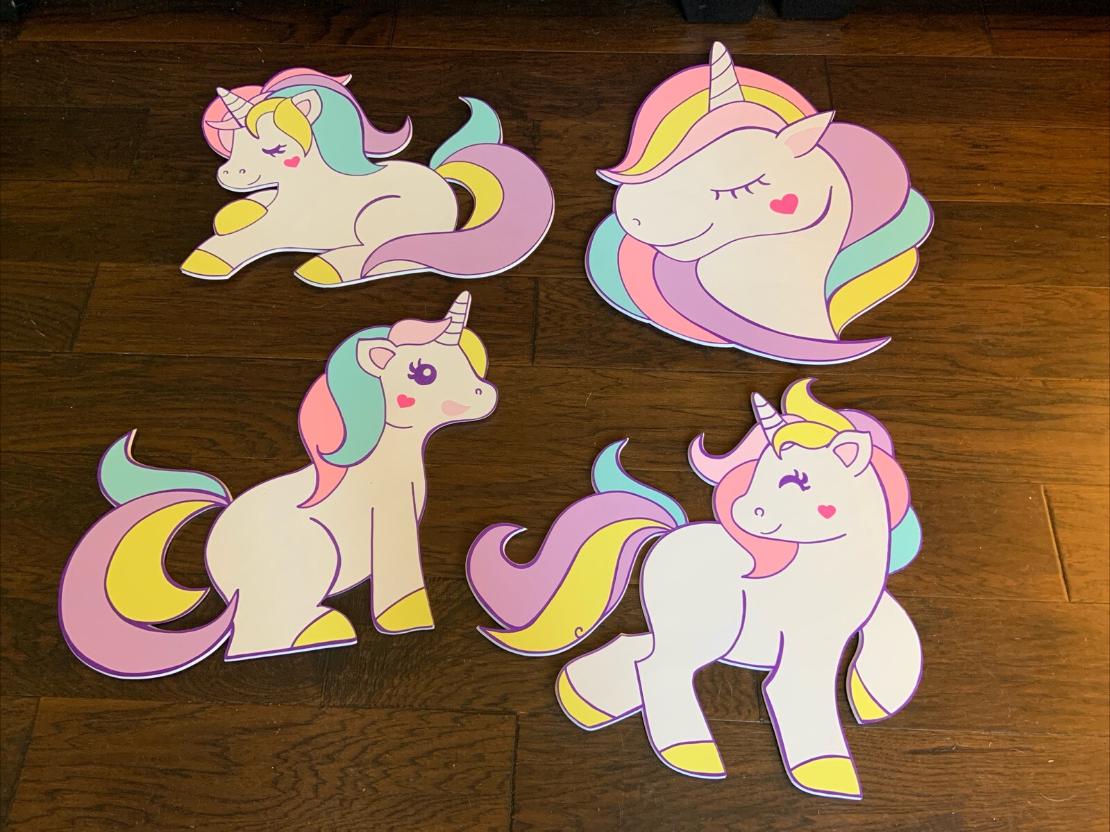 Lot of 4 Unicorn Large Foam Board Wall Decor Party Event Signs 25” X 22”