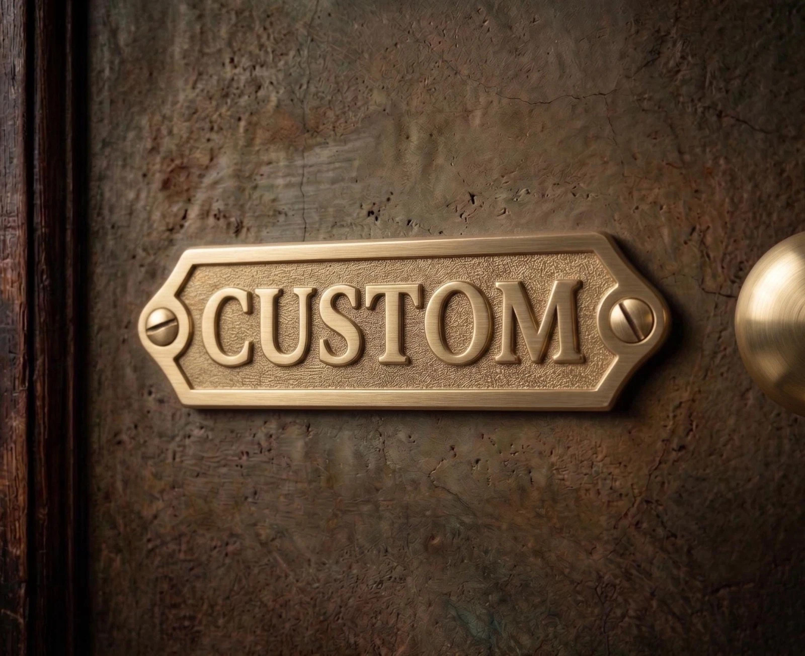 Custom Brass Door Sign Personalized Name Plate Vintage Victorian Style Plaque