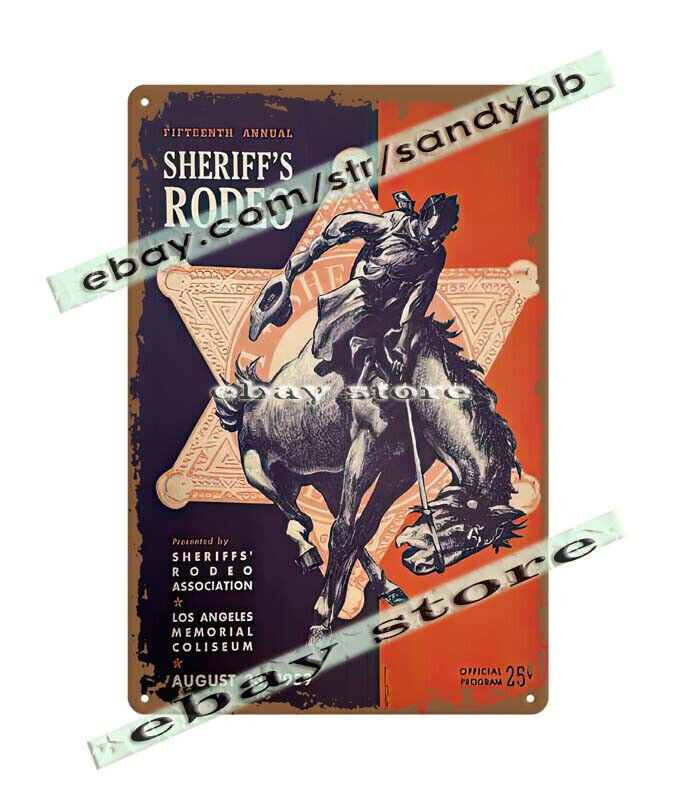 1959 Sheriff’s Rodeo Los Angeles Coliseum metal tin sign bedroom wall art