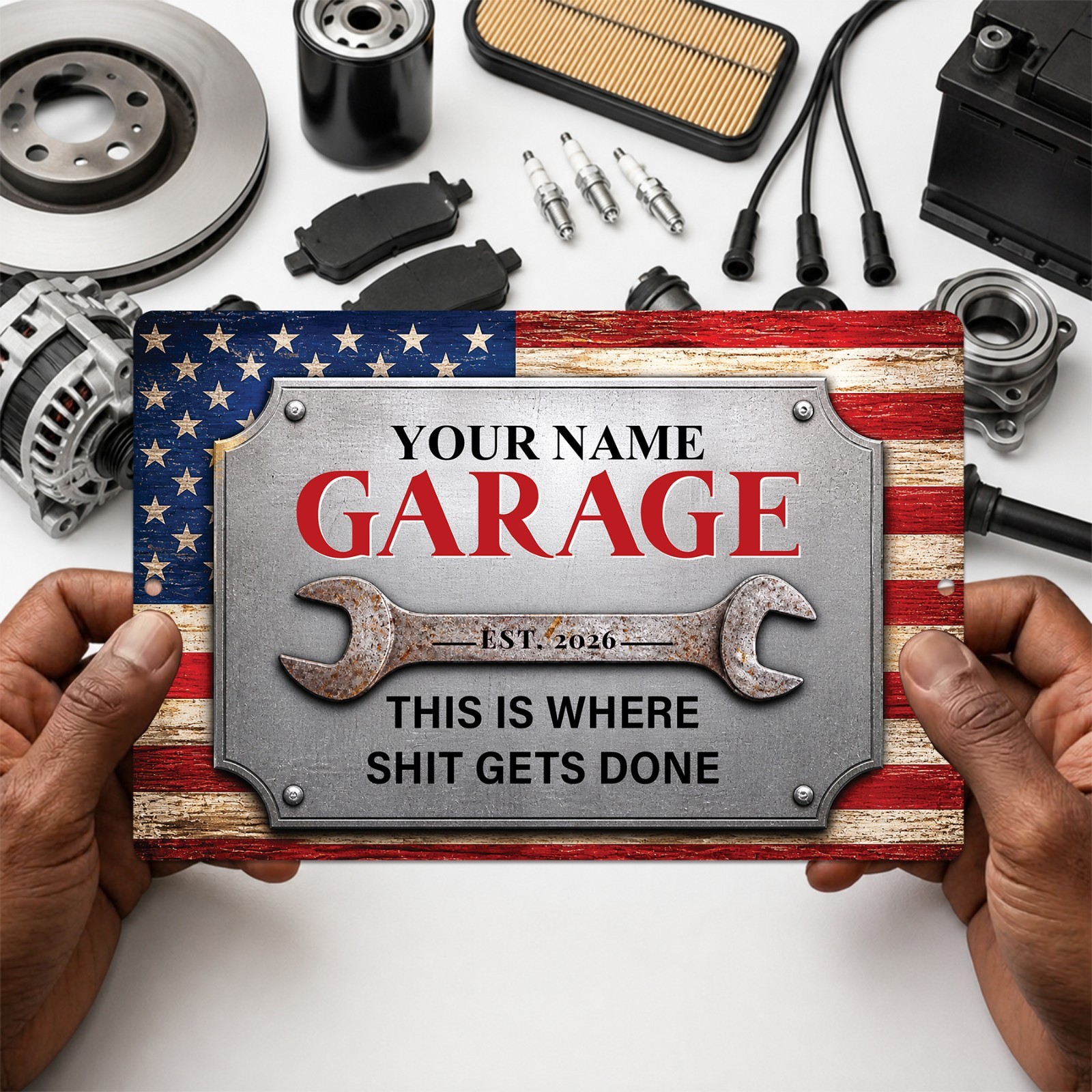 Personalized Garage Metal Sign Man Cave Custom Decor Gift