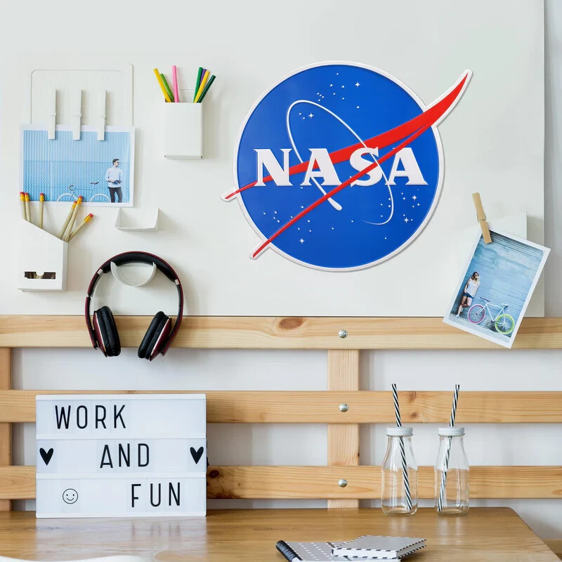 NASA “Meatball” Embossed Metal Wall Sign – Heavy Gauge Space Decor for Man Cave