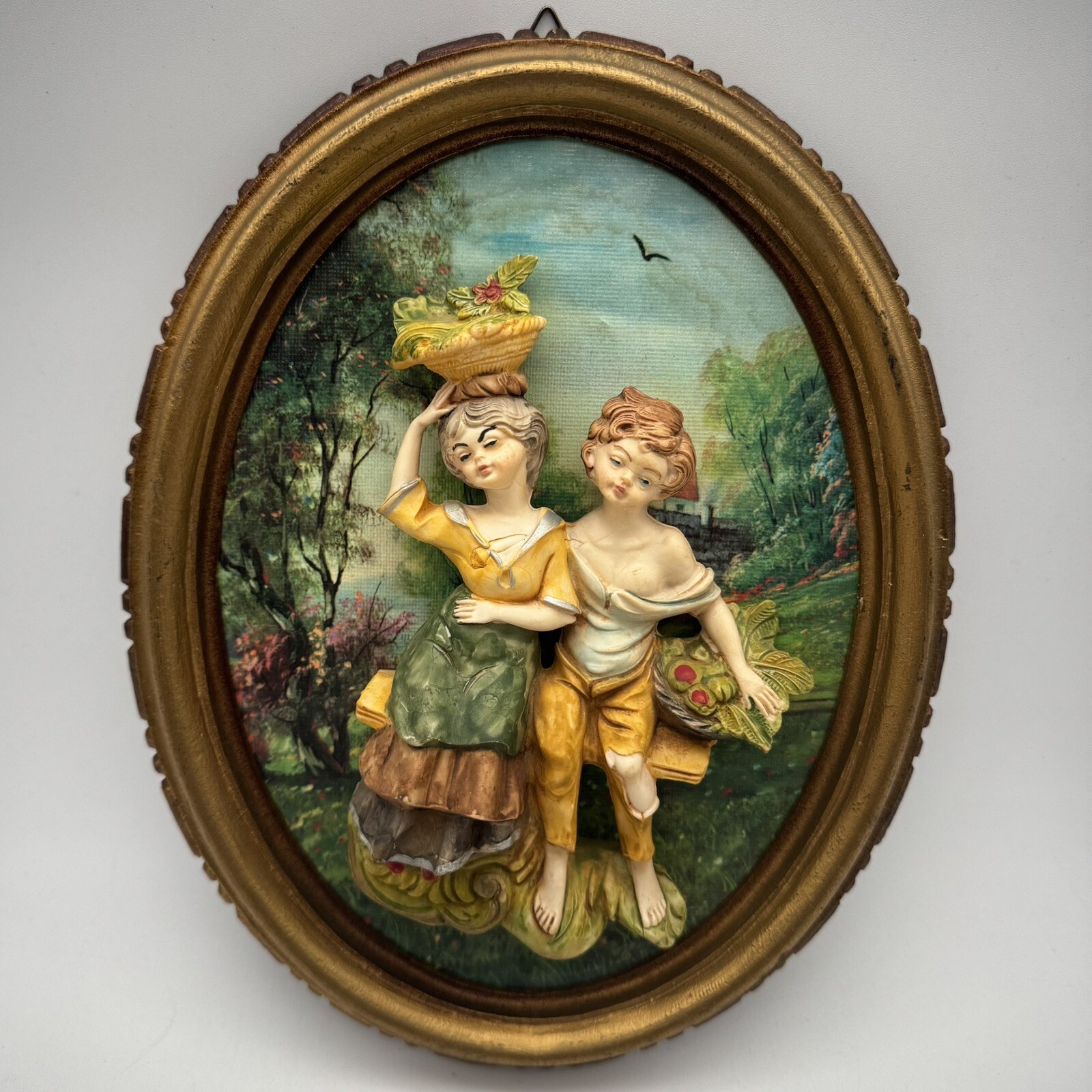 Vintage Pr (2) Empire 3D Wall Art Plaques Made In Italy Florentine Style Gold