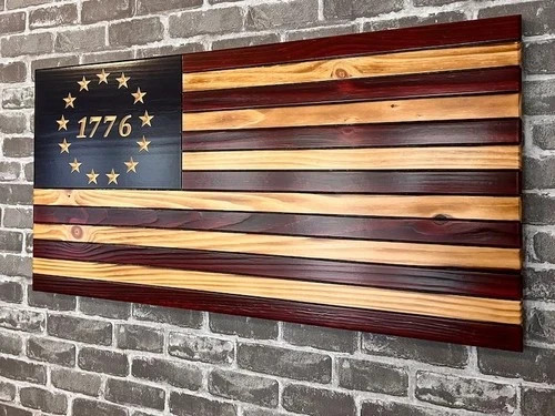 Betsy Ross American Wooden American Flag, Patriotic Wall Art Decor Perfect Gift