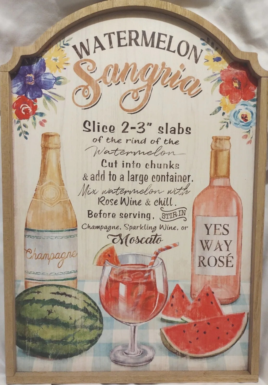 Pioneer Woman Watermelon Sangria Recipe Fruit Wine Champagne wall decor Sign
