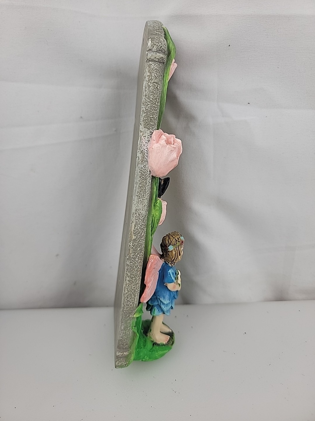 Resin Wall Fairy, Butterflie & Pink Lilies Plaque Thermometer