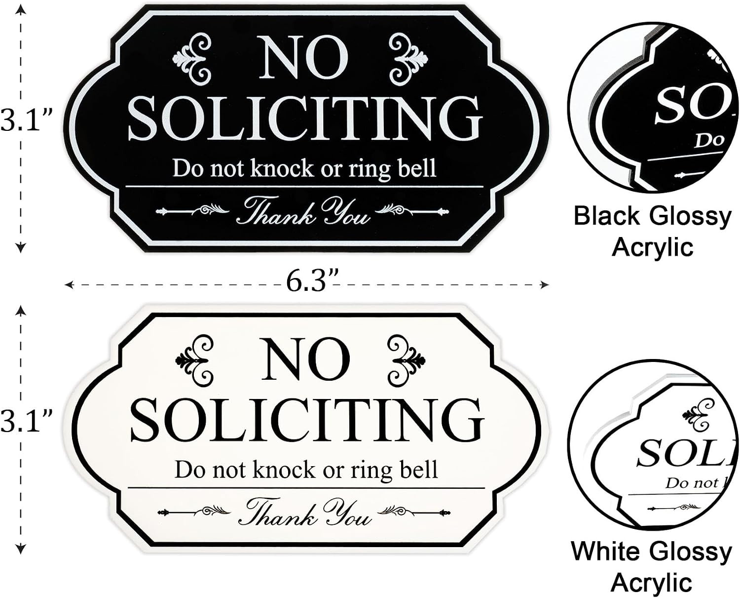 Pack 2PCS 6”x3.1” ACRYLIC No Soliciting Sign For House Door – Please Do Not…