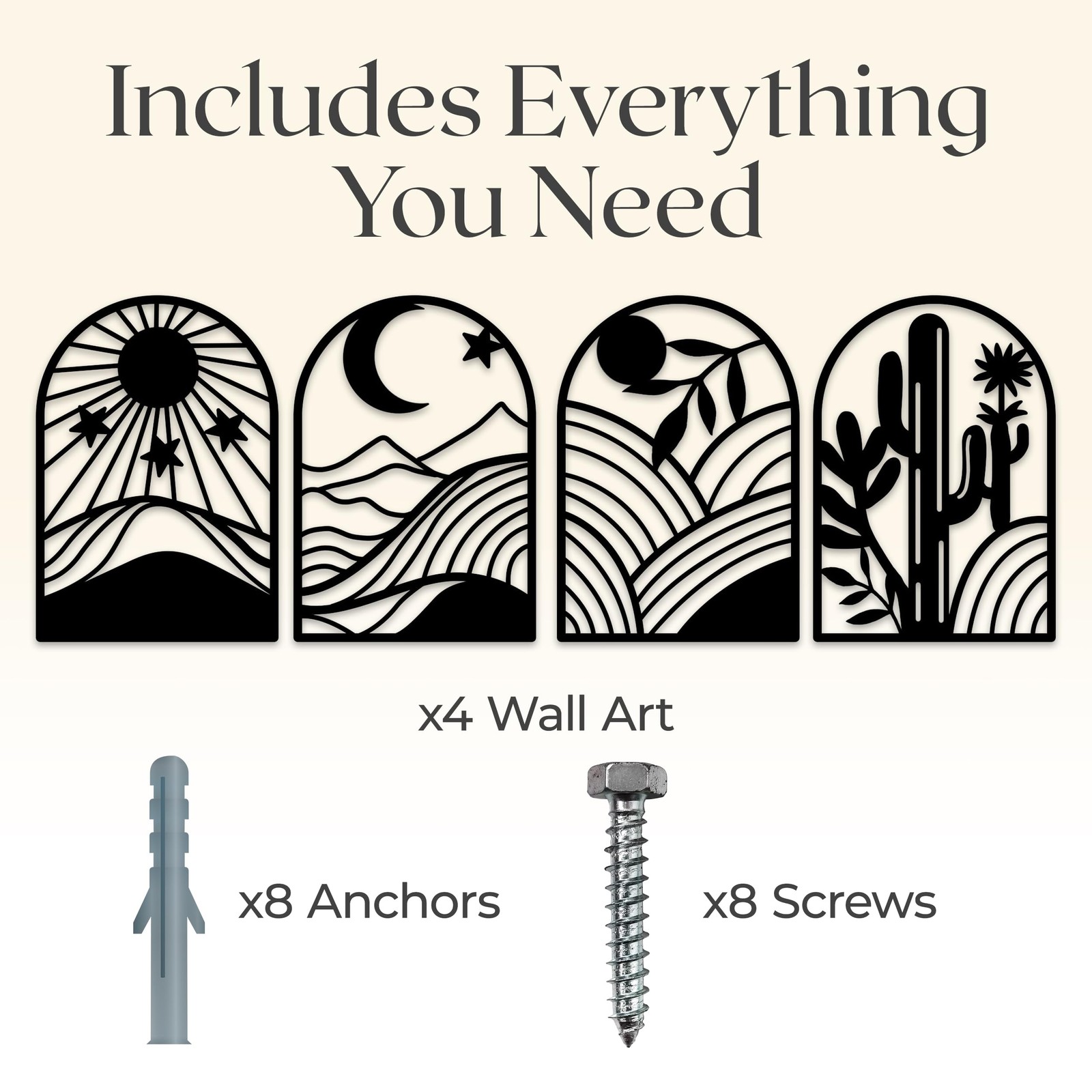 Metal Wall Art Decor – 11″ x 16″, 4Pc Single Line Abstract Wall Art for Livin…